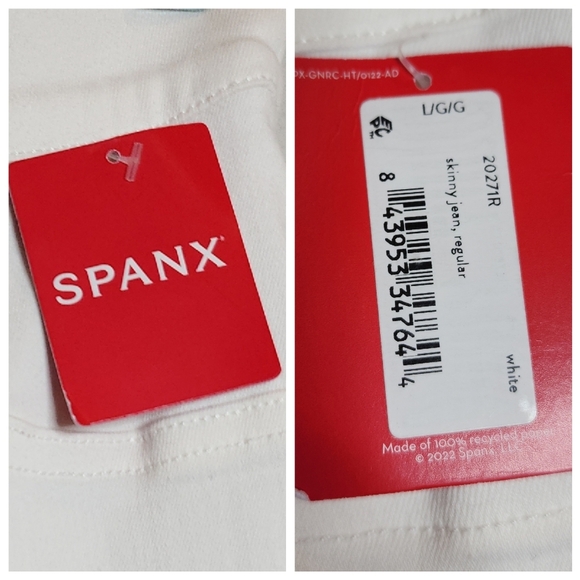 NWT Spanx SPANXshape White EveryWear Ankle Skinny Jeans Size Large Stretch Denim - Picture 2 of 16